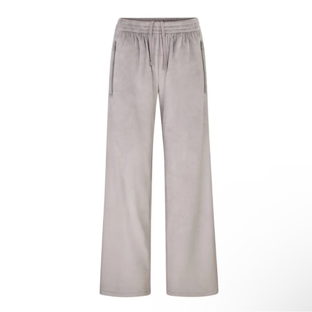 Skims Velour Track Pants Sweats Athleisure Wide Leg Gunmetal Women Size Medium